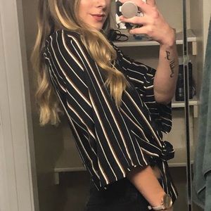 Crop long sleeve dress shirt